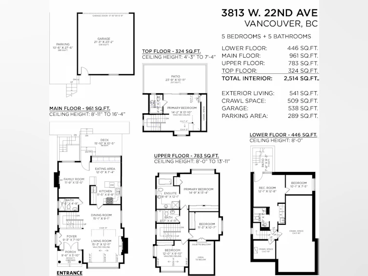 3813 W 22nd Avenue, Vancouver, BC, V6S 1J8 - 3