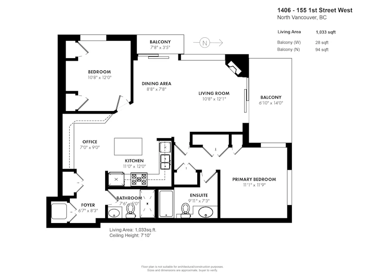 1406-155 W 1st Street, North Vancouver, BC, V7M 3N8 - 20