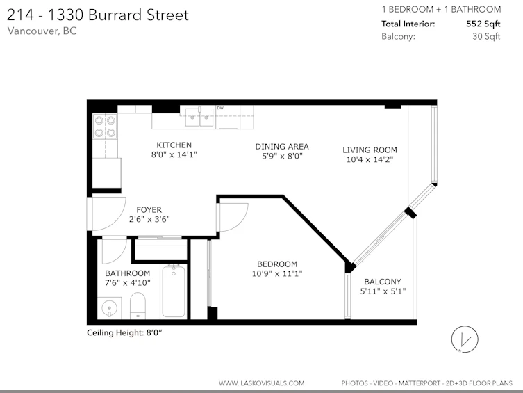 214-1330 Burrard Street, Vancouver, BC, V6Z 2B8 - 2