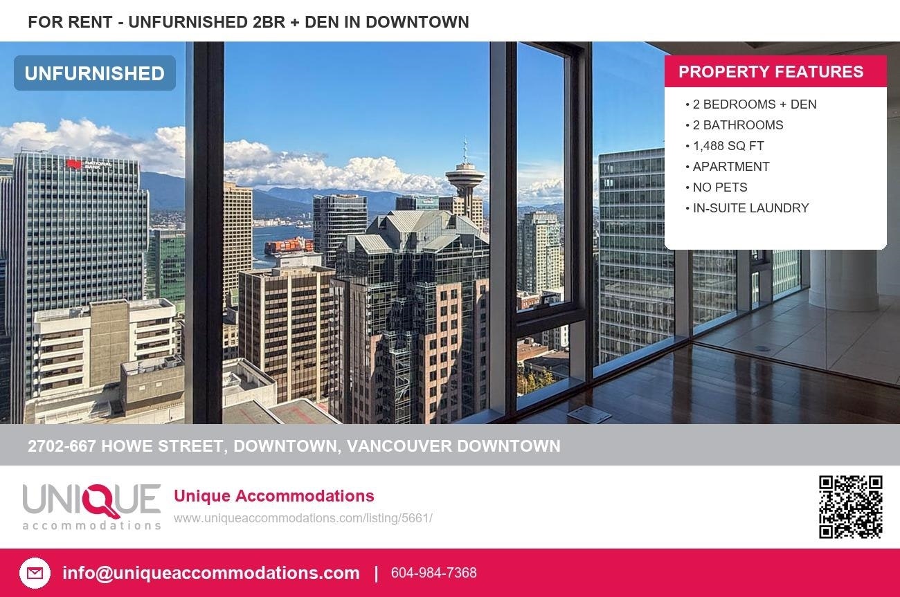 2702-667 Howe, Vancouver, BC, V6C 0B5